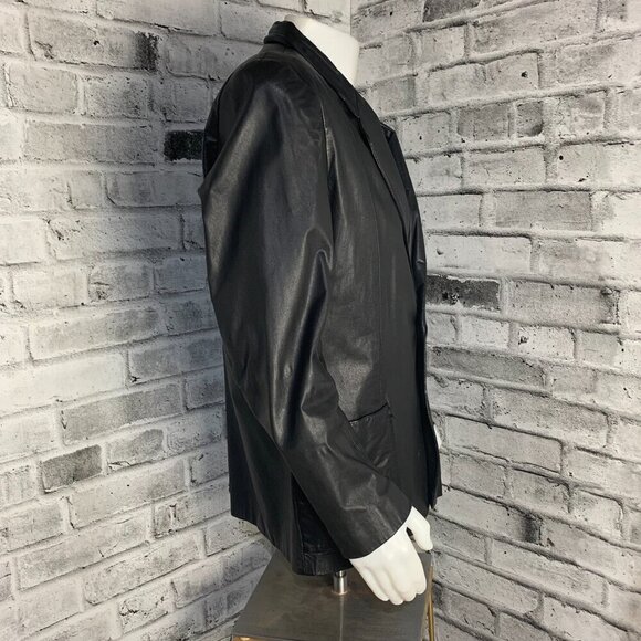 Vintage Pelle Cuir Black Leather Blazer Jacket - Picture 3 of 16